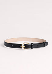 Black Faux Pearl Buckle Belt meandem