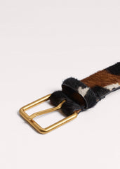 Dark Brown Leather Cow Print Classic Belt meandem
