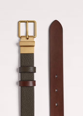 Olive Green Leather Reversible Belt meandem