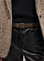 Olive Green Leather Reversible Belt meandem