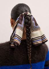 Brown Striped Silk Multi-Border Scarf meandem