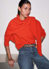 Orange Cashmere Triangle Knit Scarf meandem