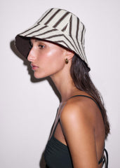 Brown Striped Reversible Bucket Hat meandem