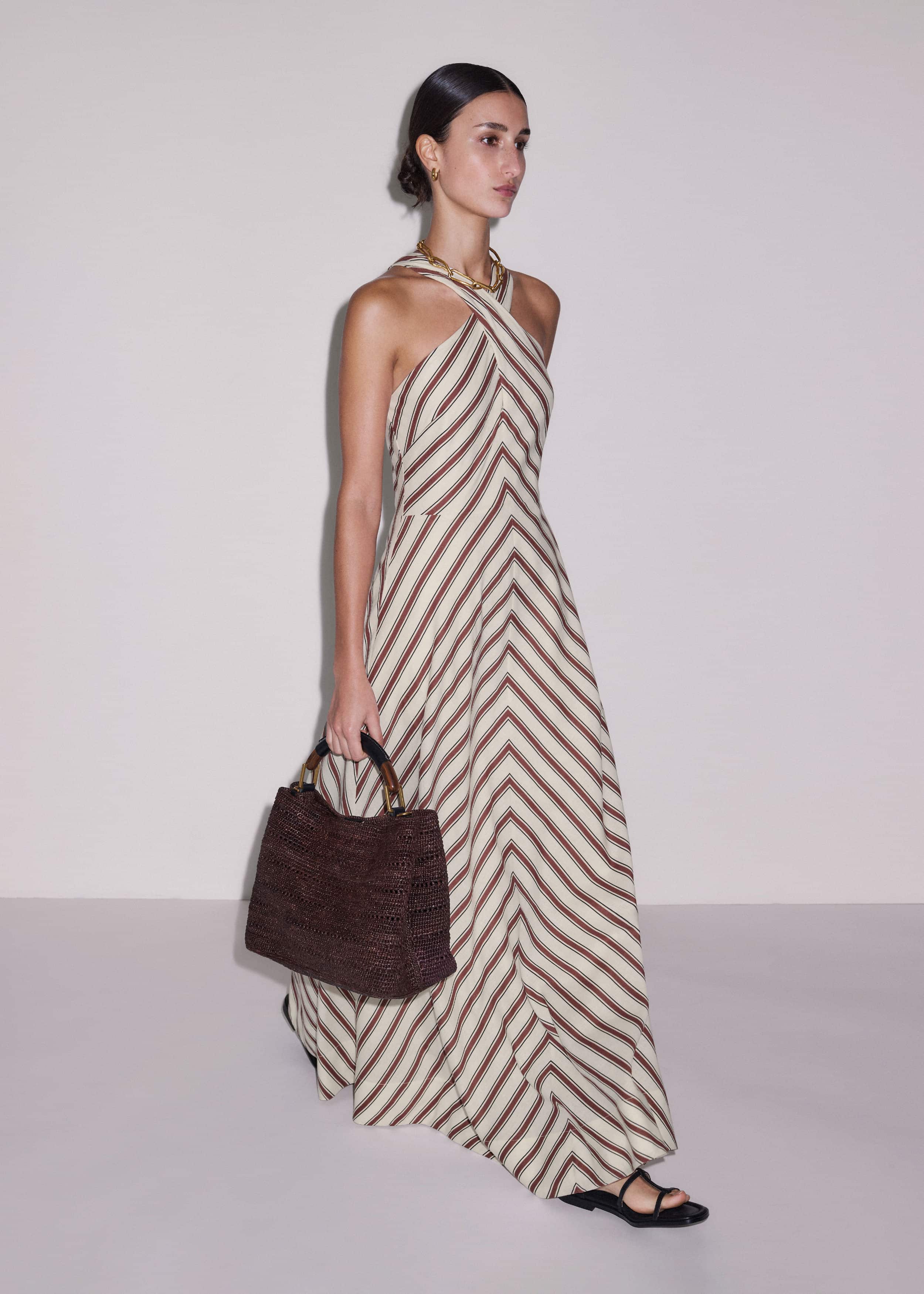 Cream Crease-Less Linen Halterneck Maxi Dress meandem