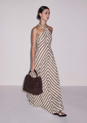 Cream Crease-Less Linen Halterneck Maxi Dress meandem
