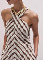 Cream Crease-Less Linen Halterneck Maxi Dress meandem