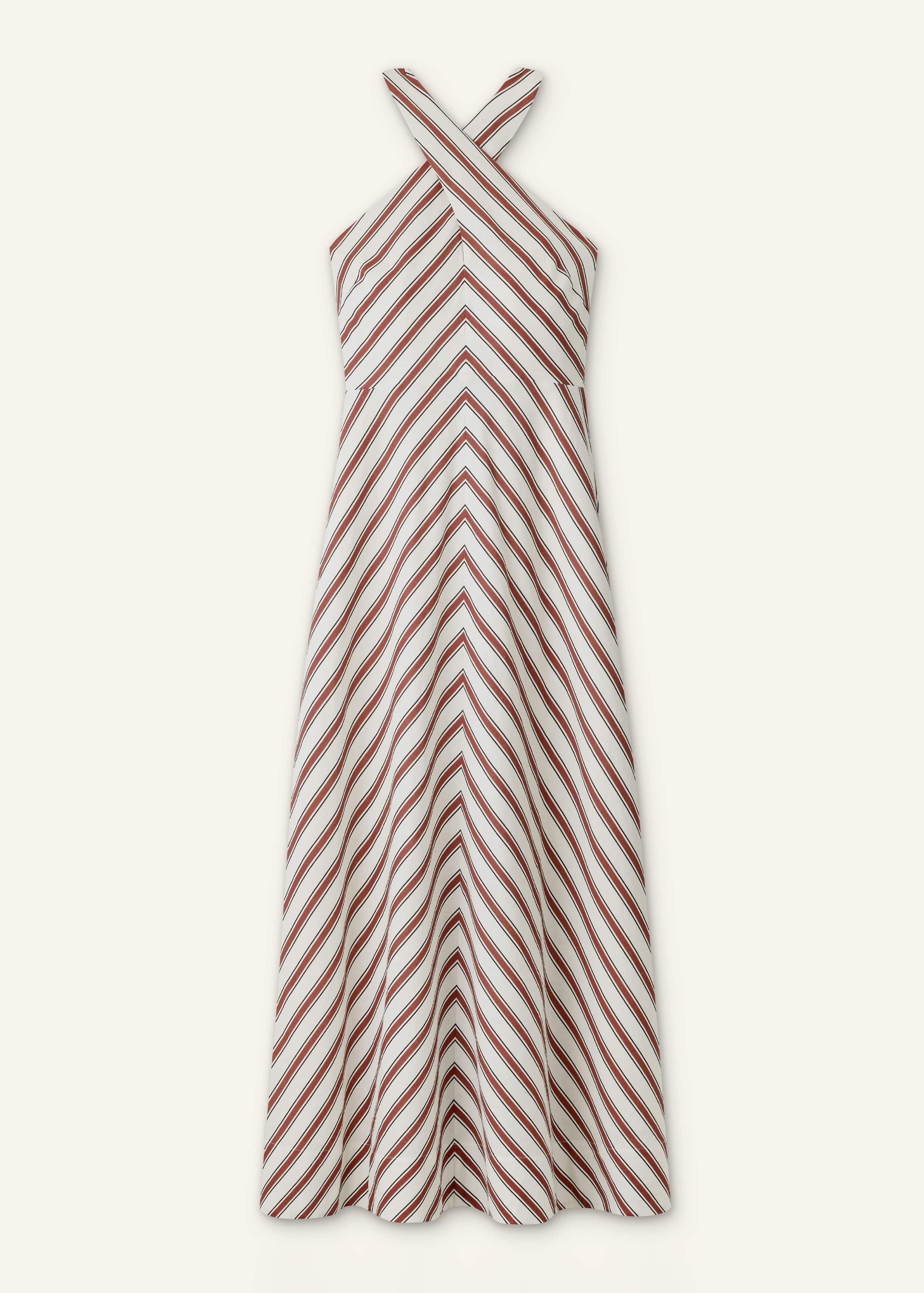 Cream Crease-Less Linen Halterneck Maxi Dress meandem