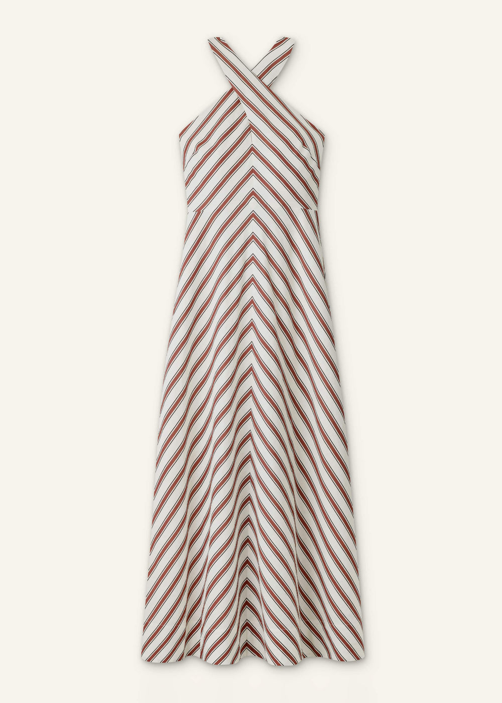 Cream Crease-Less Linen Halterneck Maxi Dress meandem