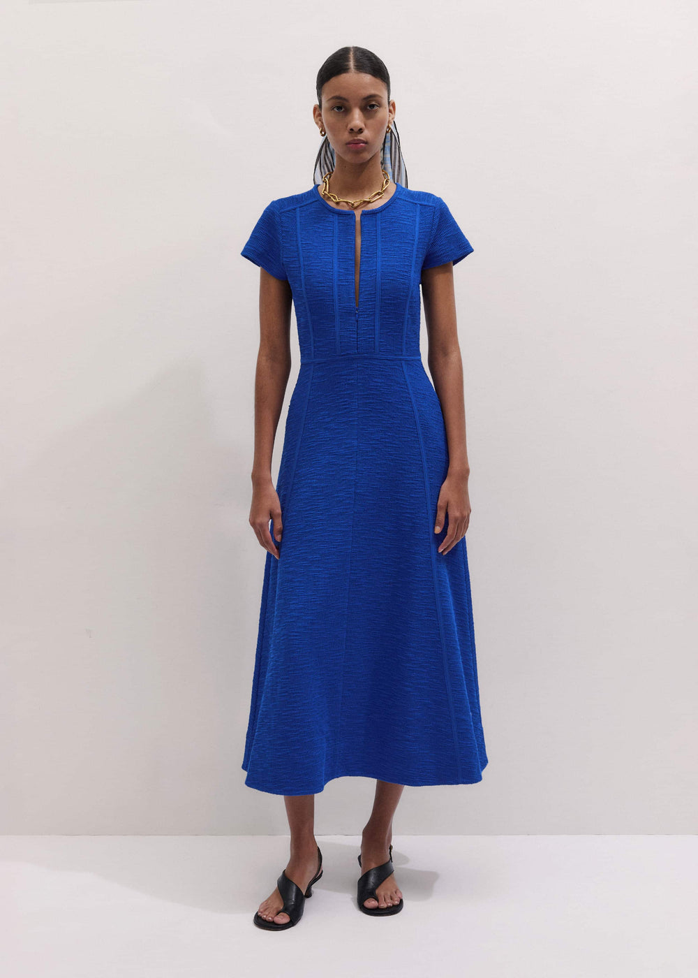 Blue Fit + Flare Maxi Dress meandem