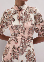 Pink Paisley Print Fit + Flare Maxi Dress meandem