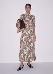 Pink Paisley Print Fit + Flare Maxi Dress meandem