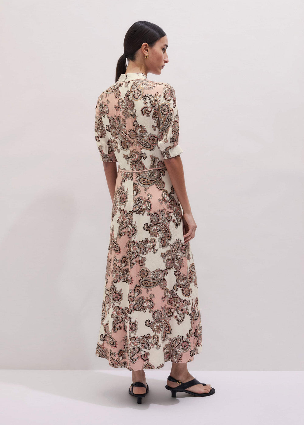Pink Paisley Print Fit + Flare Maxi Dress meandem