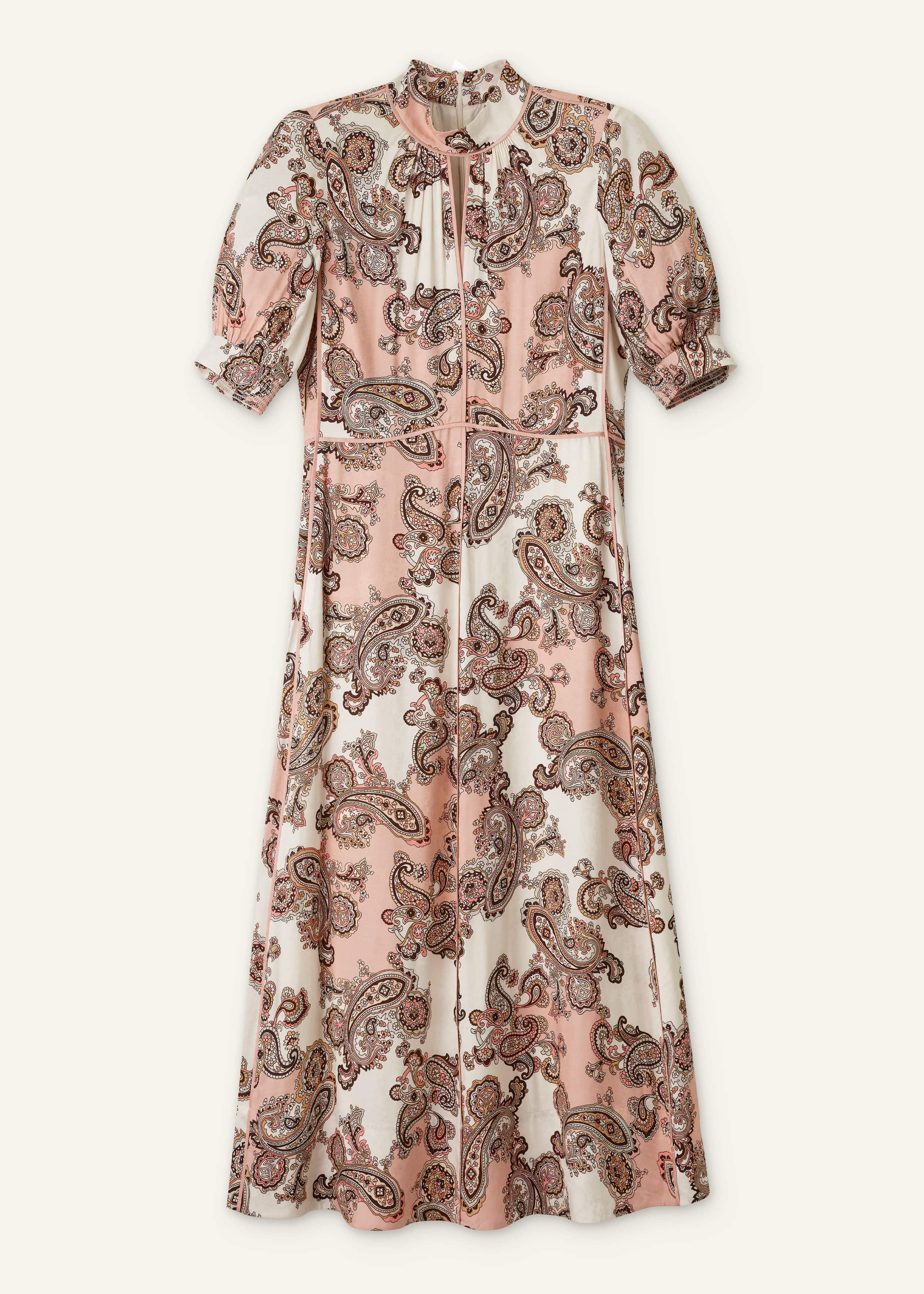 Pink Paisley Print Fit + Flare Maxi Dress meandem