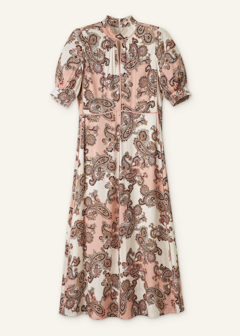 Pink Paisley Print Fit + Flare Maxi Dress meandem