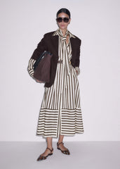 Cream Spring Stripe Maxi Dress + Belt meandem