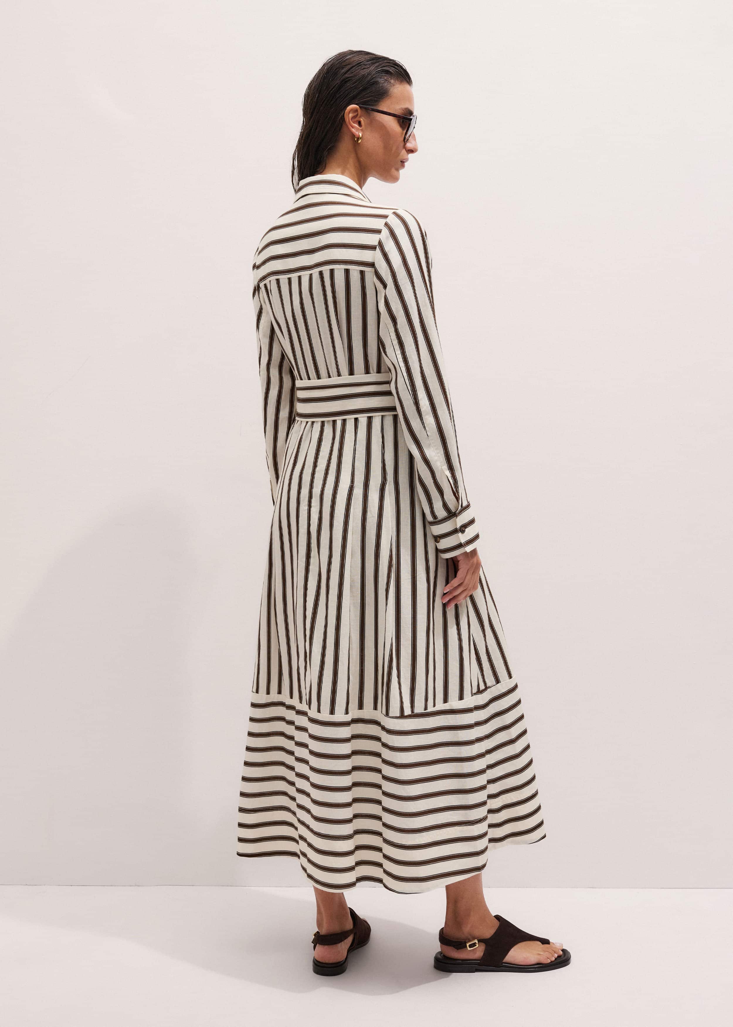 Cream Spring Stripe Maxi Dress + Belt meandem