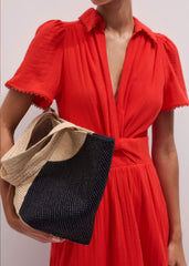 Red Cheesecloth Twist Detail Fit + Flare Maxi Dress meandem