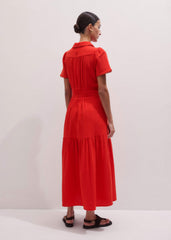 Red Cheesecloth Twist Detail Fit + Flare Maxi Dress meandem