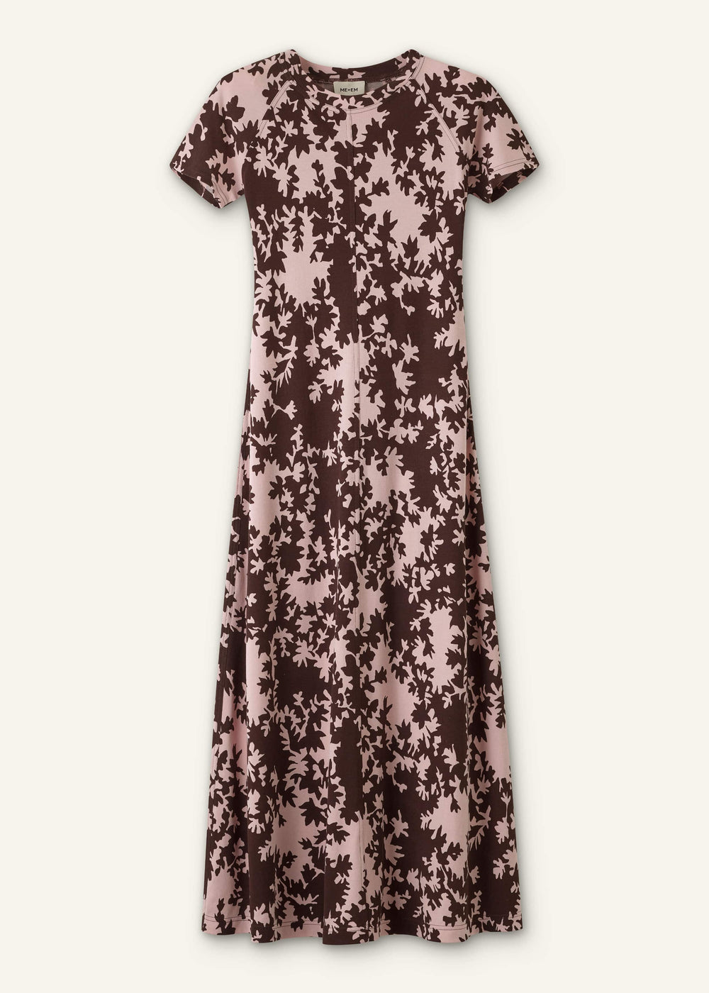 Pink Speckled Bloom Print Contour Maxi Dress meandem