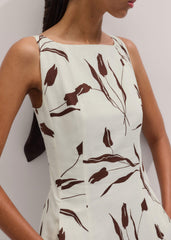 Cream Crease-Less Linen Fit + Flare Maxi Dress meandem