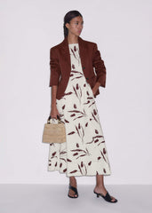 Cream Crease-Less Linen Fit + Flare Maxi Dress meandem