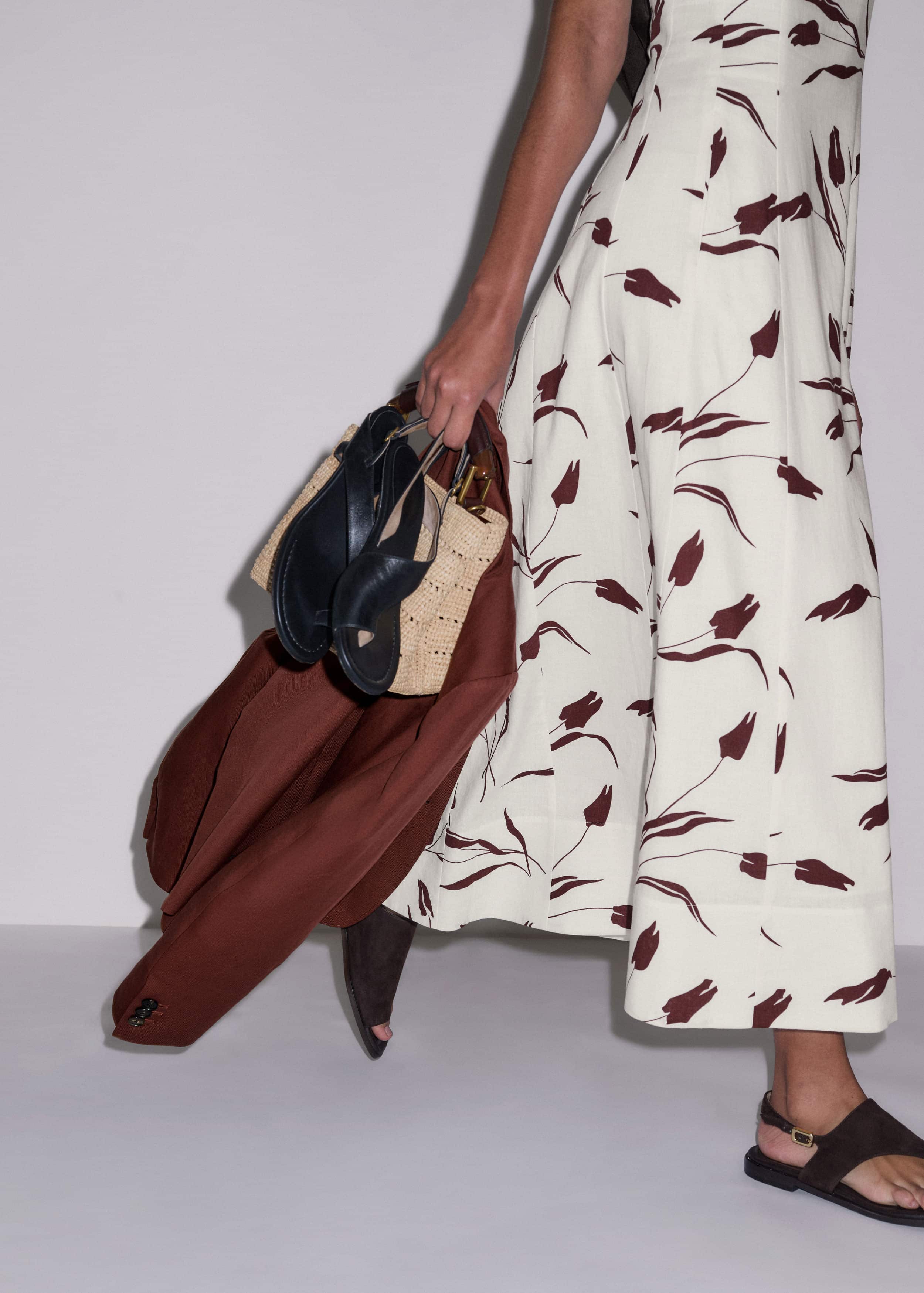 Cream Crease-Less Linen Fit + Flare Maxi Dress meandem