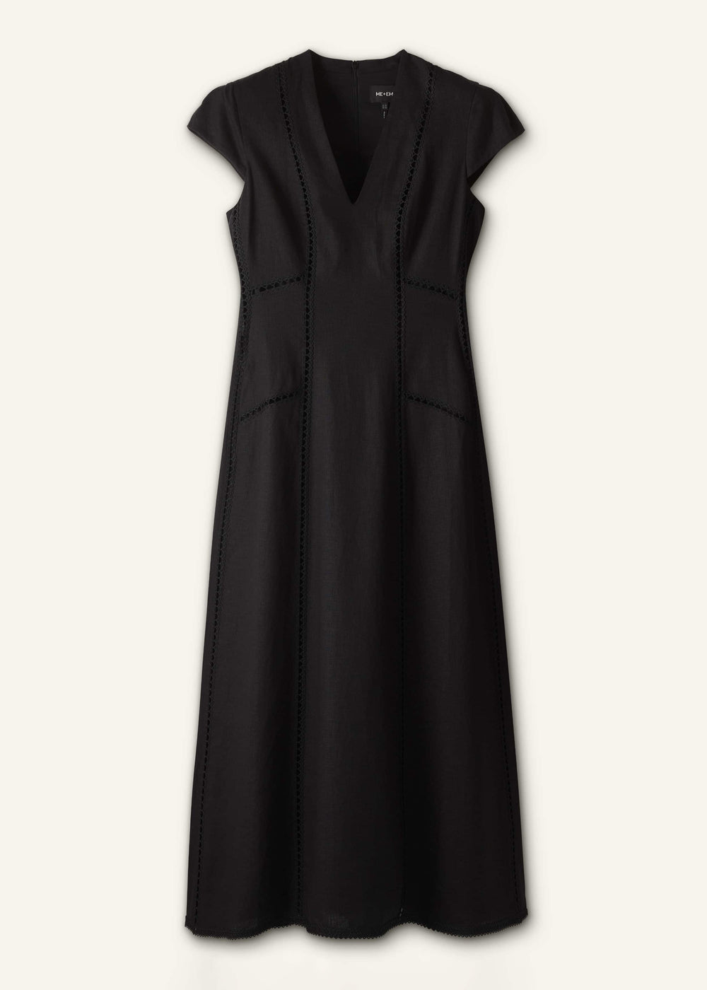 Black Crease-Less Linen Embroidered Maxi Dress meandem