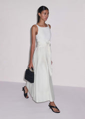 Cream Fit + Flare Maxi Dress meandem