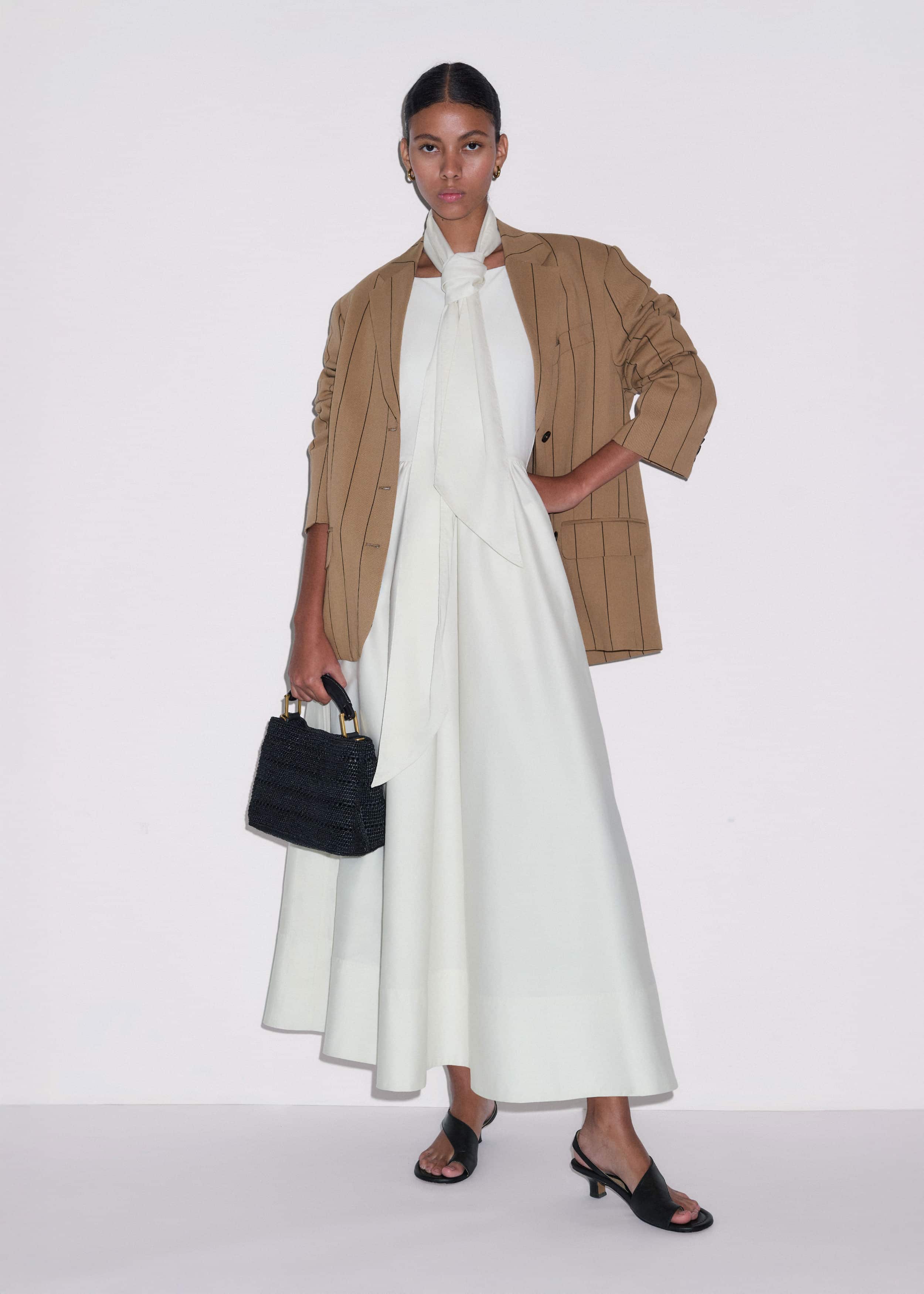 Cream Fit + Flare Maxi Dress meandem