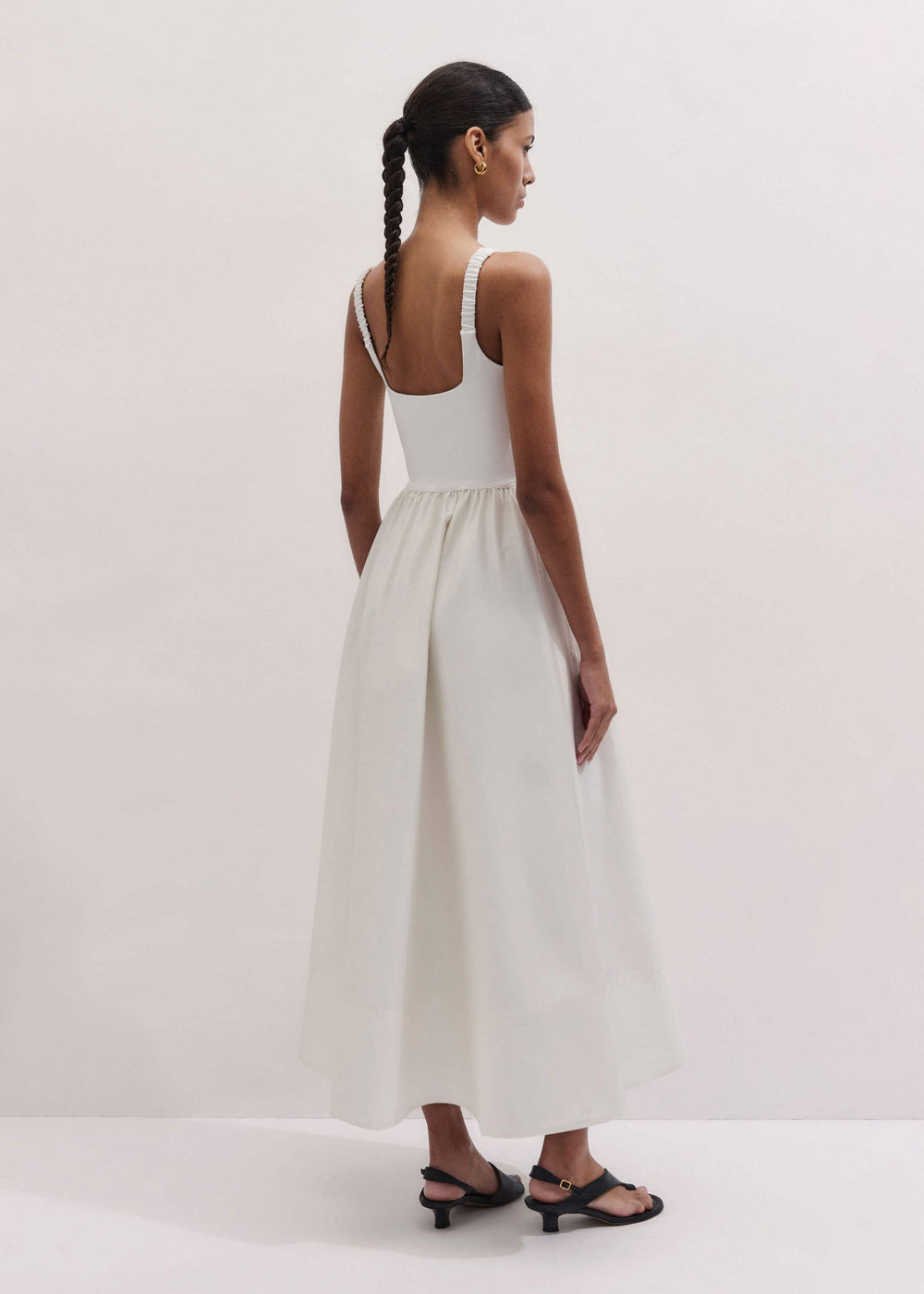 Cream Fit + Flare Maxi Dress meandem