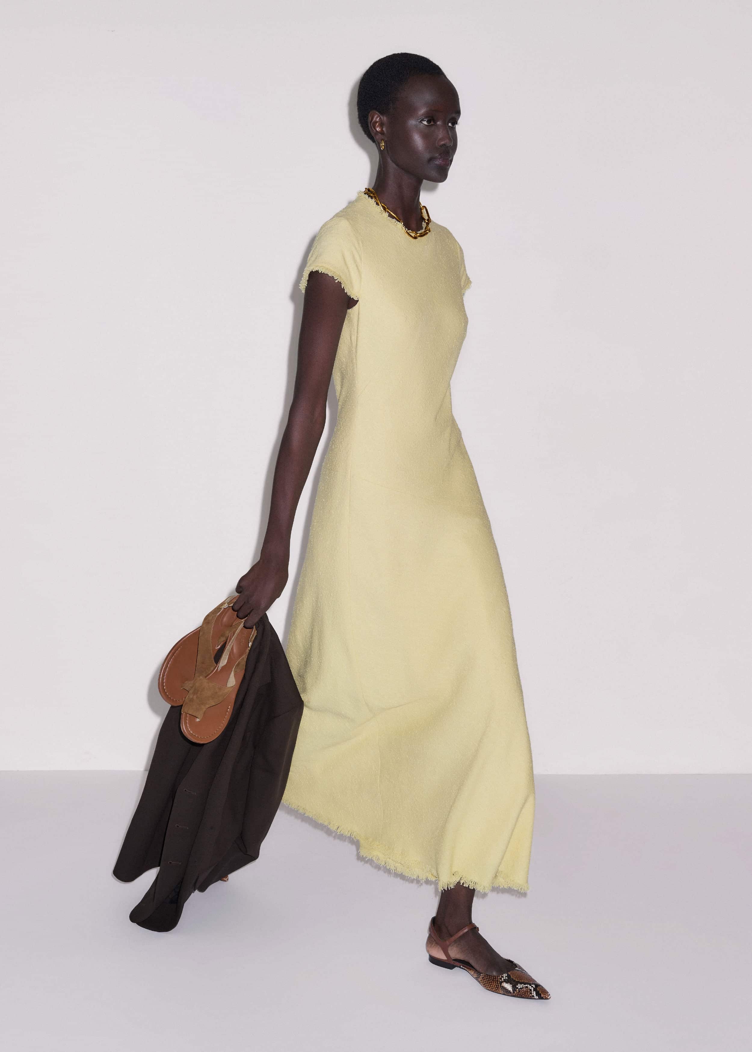 Yellow Bias Cut Maxi Dress meandem