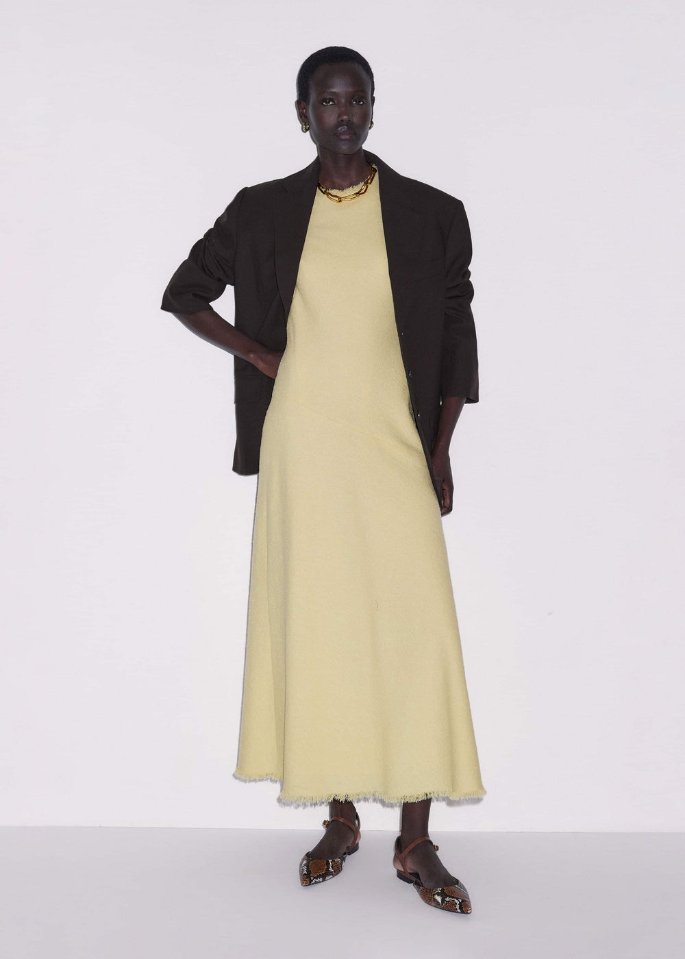 Yellow Bias Cut Maxi Dress meandem