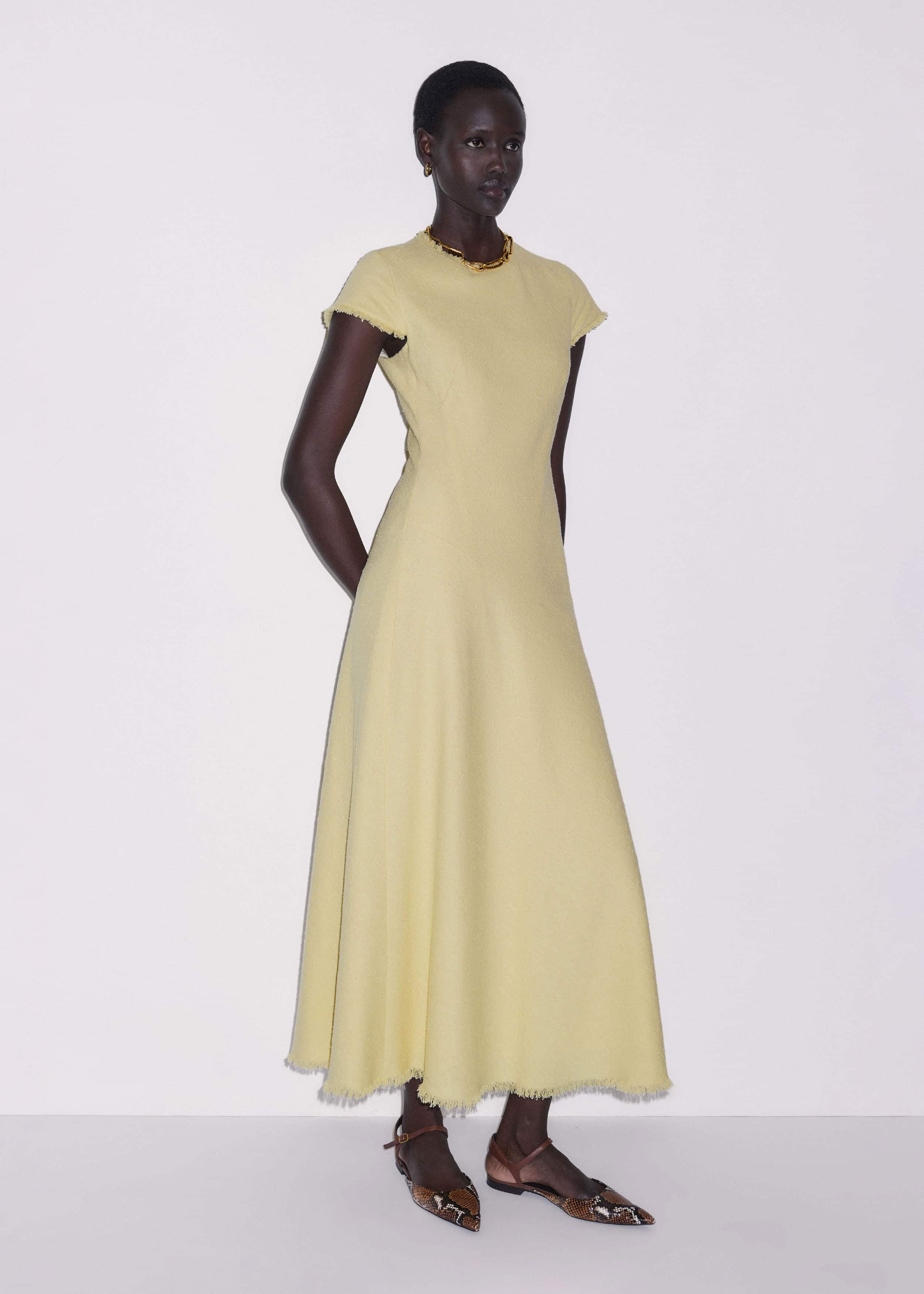 Yellow Bias Cut Maxi Dress meandem