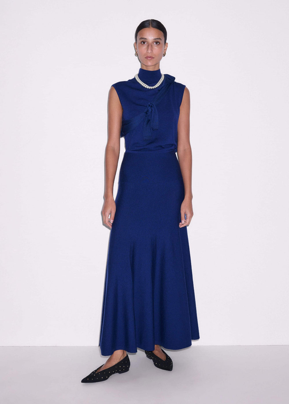 Blue High Neck Knit Maxi Dress + Layering Top meandem