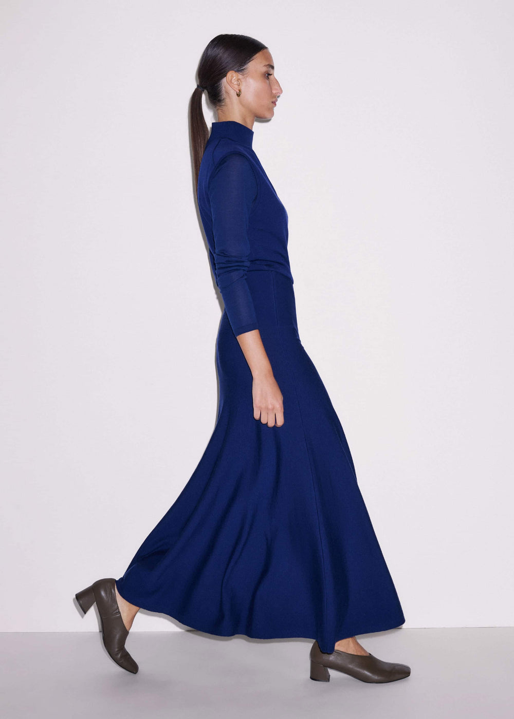 Blue High Neck Knit Maxi Dress + Layering Top meandem