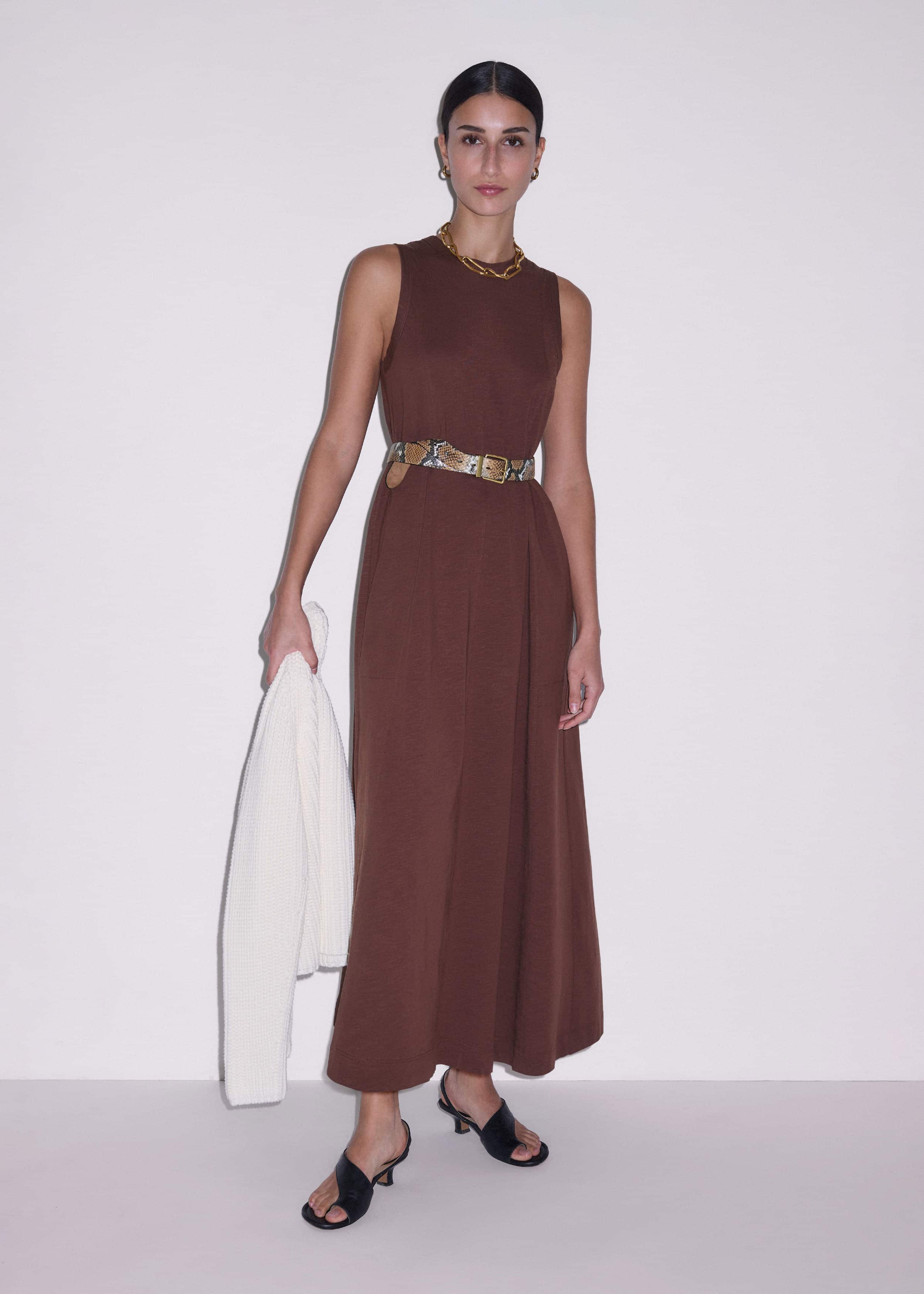 Cinnamon Brown Maxi Swing Dress meandem