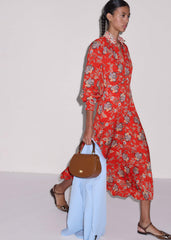 Orange Fit + Flare Ornate Paisley Print Maxi Dress meandem