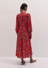 Orange Fit + Flare Ornate Paisley Print Maxi Dress meandem