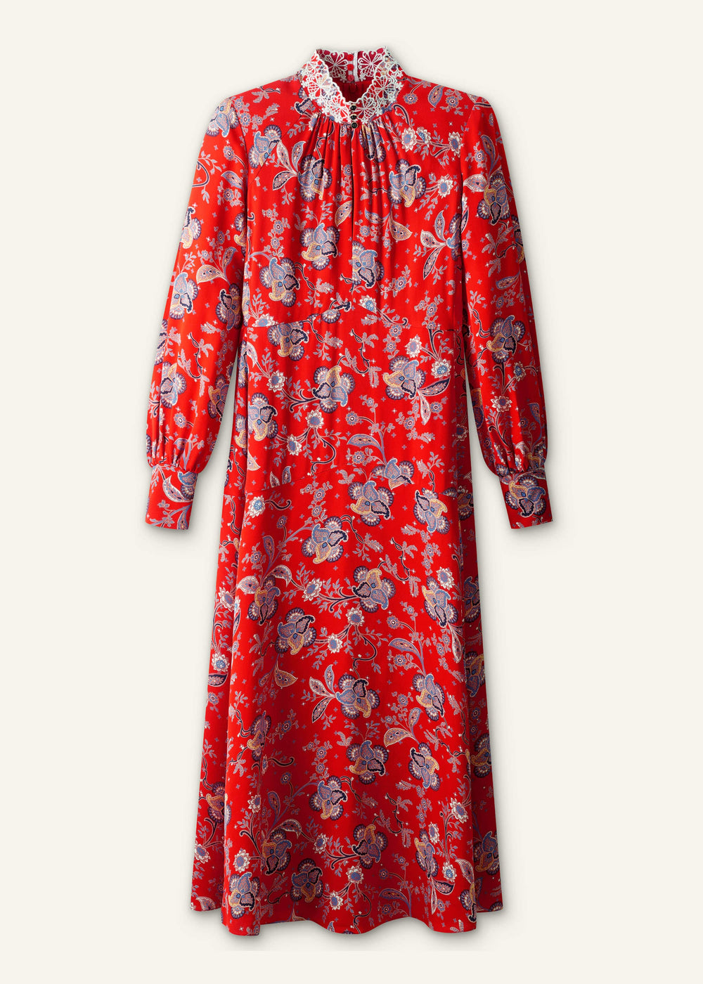 Orange Fit + Flare Ornate Paisley Print Maxi Dress meandem
