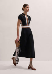 Black Milano Knit Collared Maxi Dress meandem