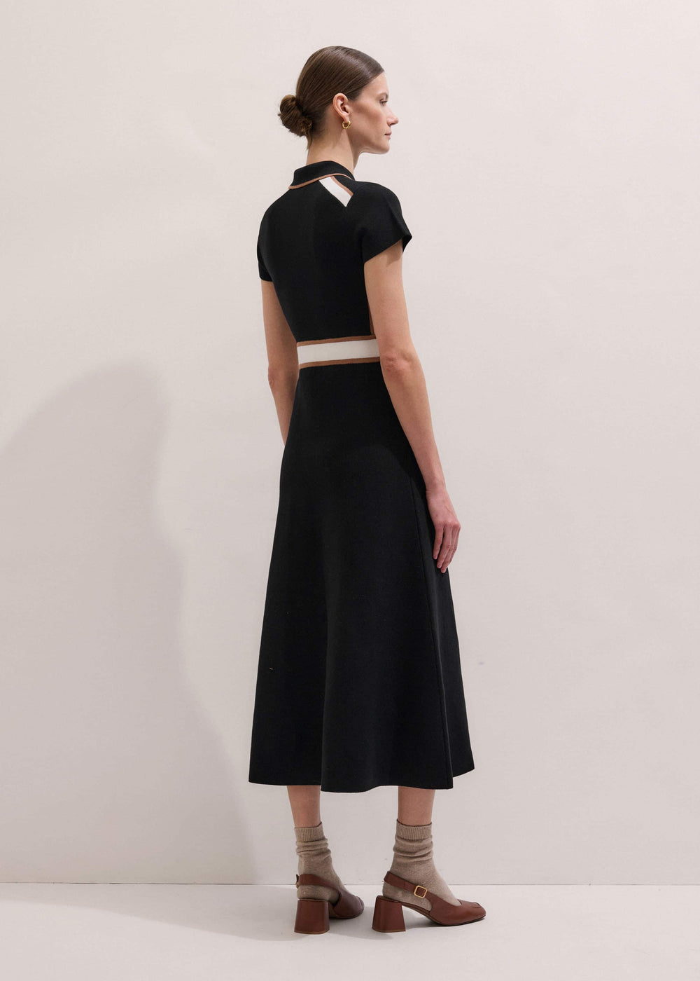 Black Milano Knit Collared Maxi Dress meandem