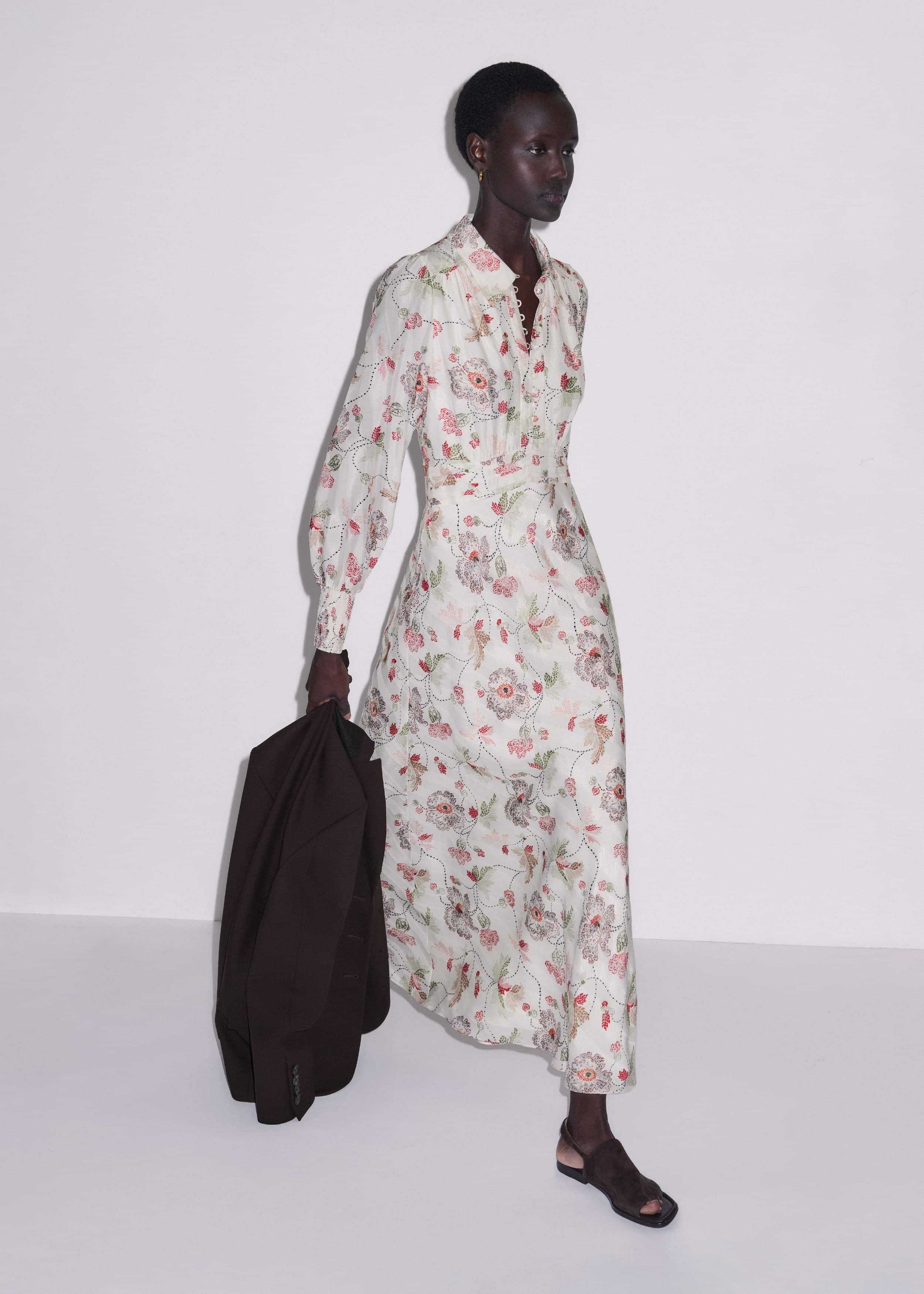 Cream Fit + Flare Maxi Dress meandem