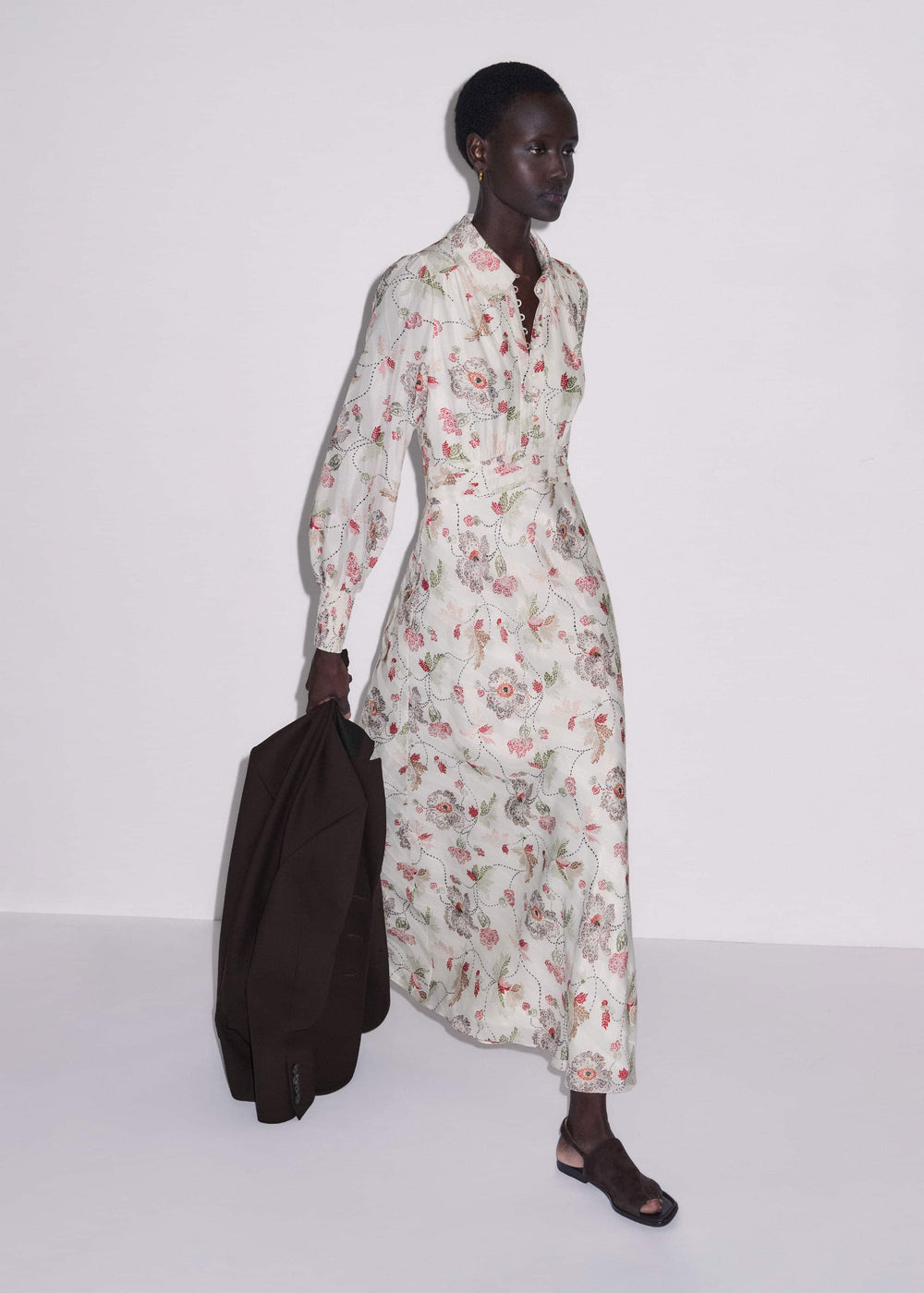 Cream Fit + Flare Maxi Dress meandem