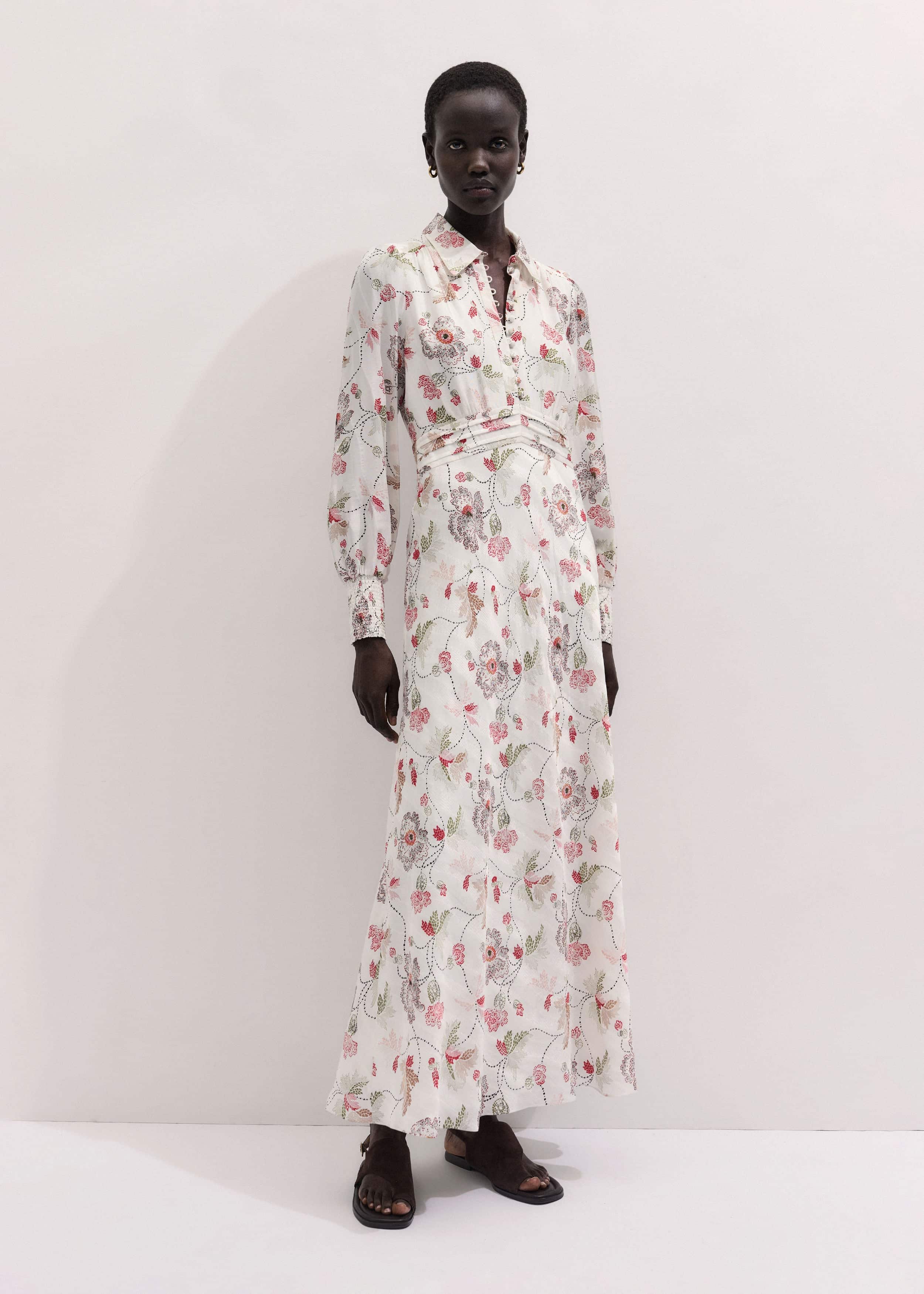 Cream Fit + Flare Maxi Dress meandem