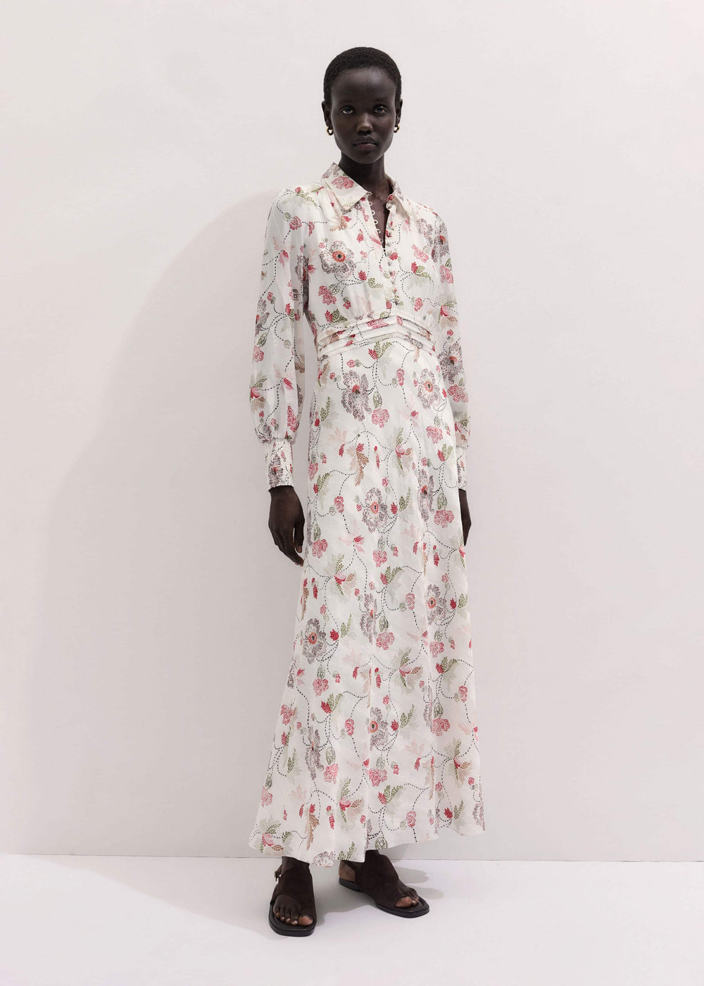 Cream Fit + Flare Maxi Dress meandem