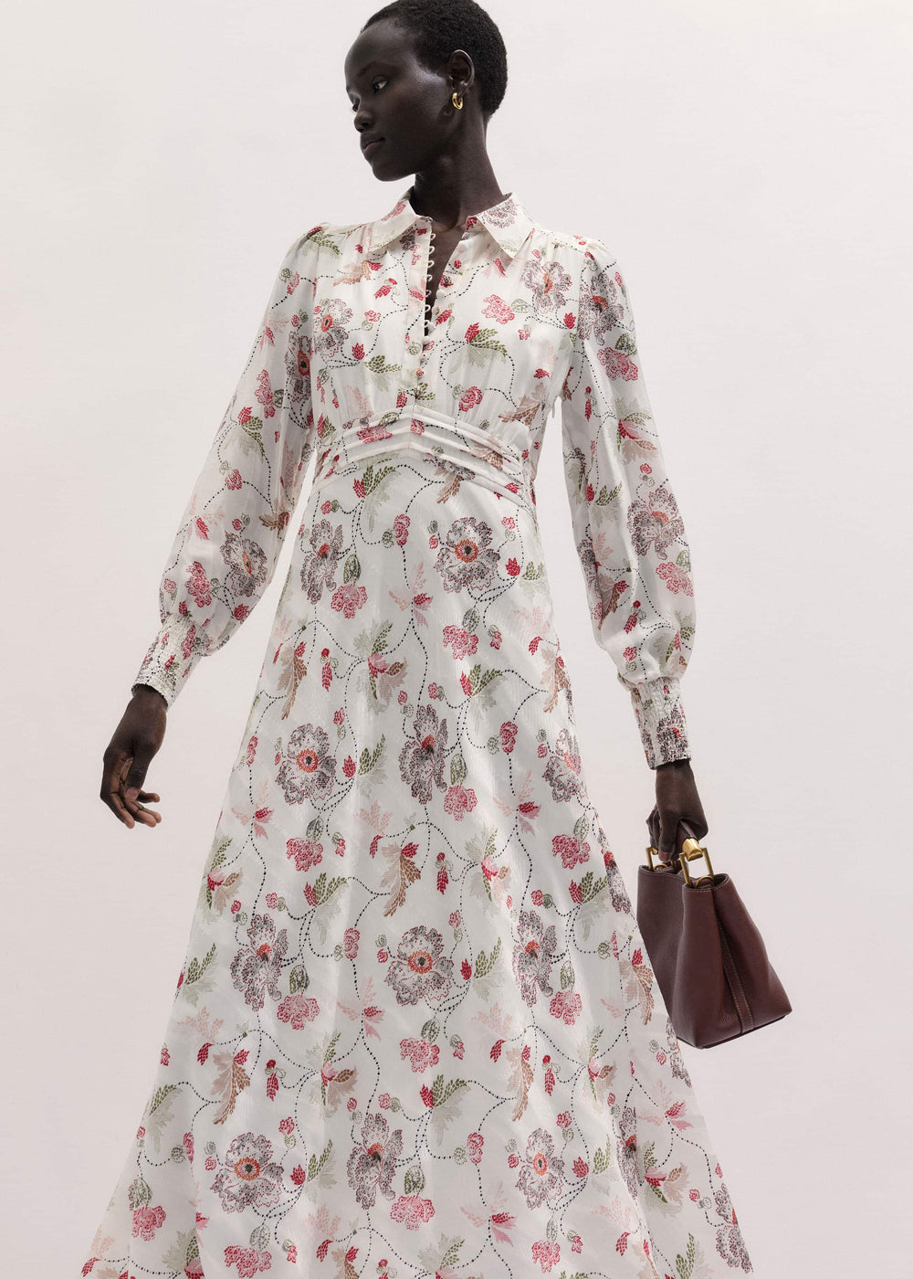 Cream Fit + Flare Maxi Dress meandem