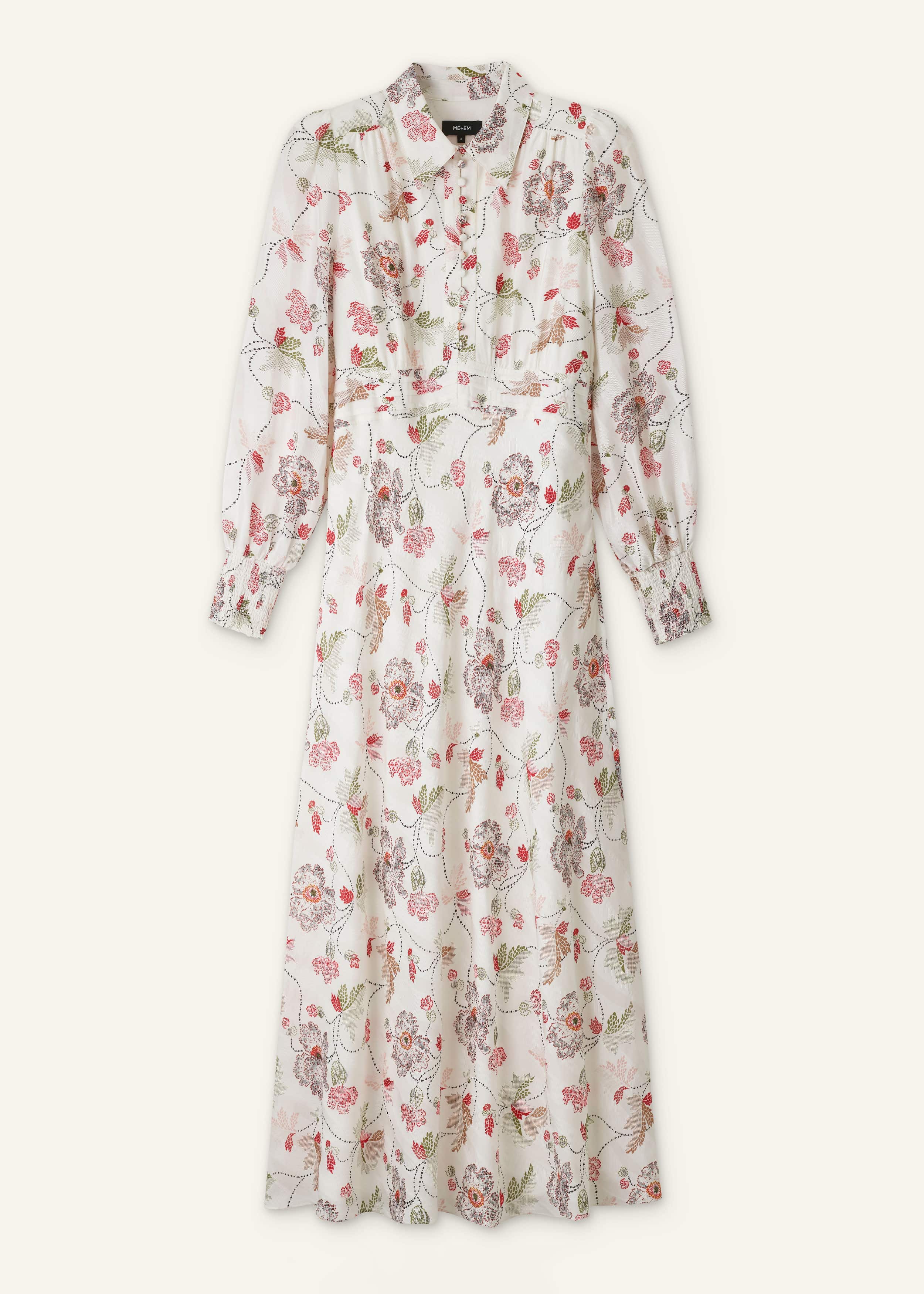 Cream Fit + Flare Maxi Dress meandem