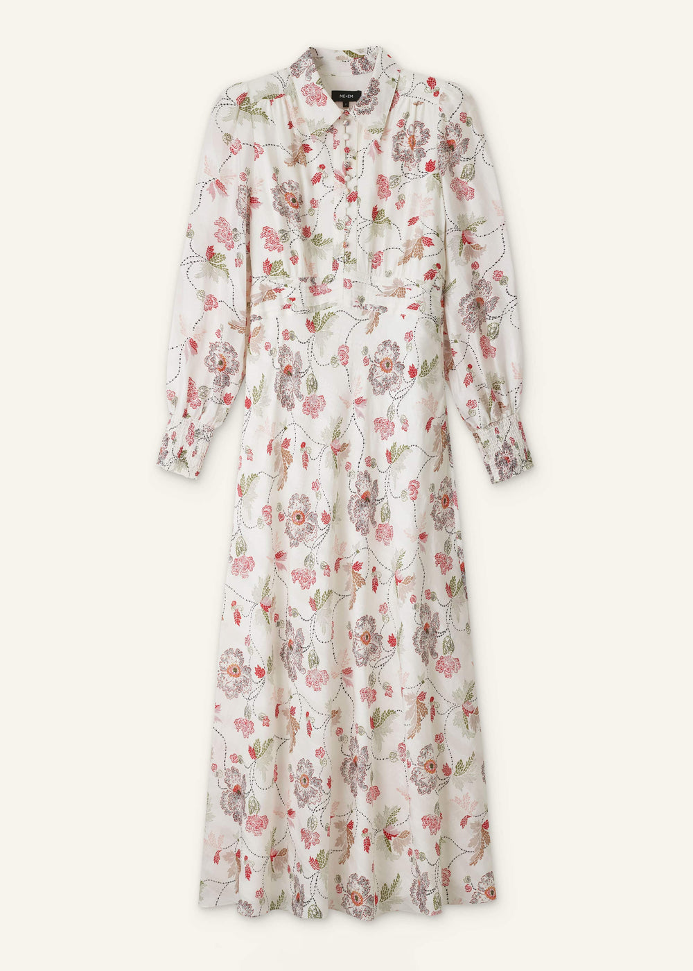 Cream Fit + Flare Maxi Dress meandem