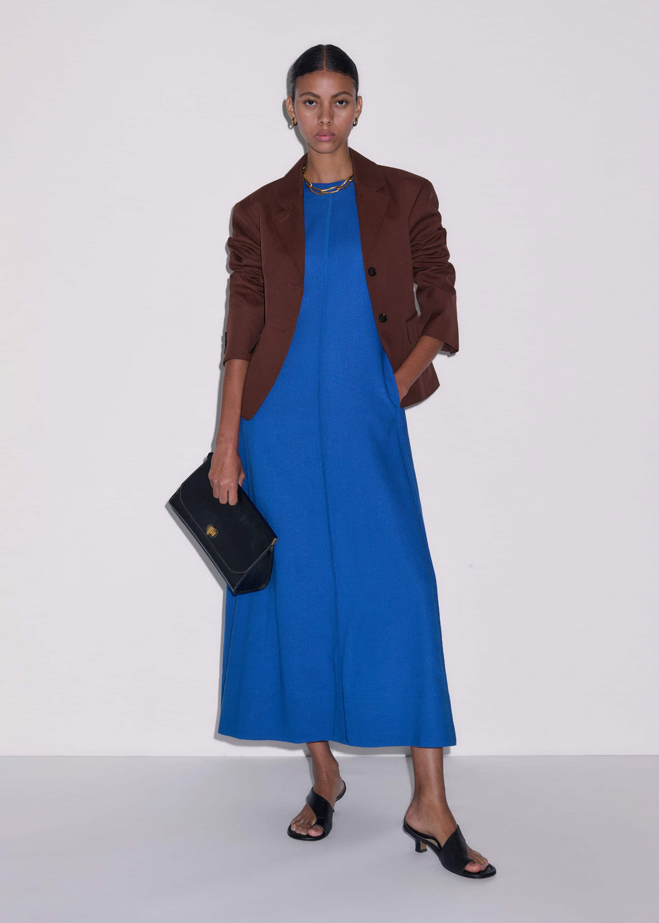 Blue Crease-Less Linen Effortless Maxi Dress meandem