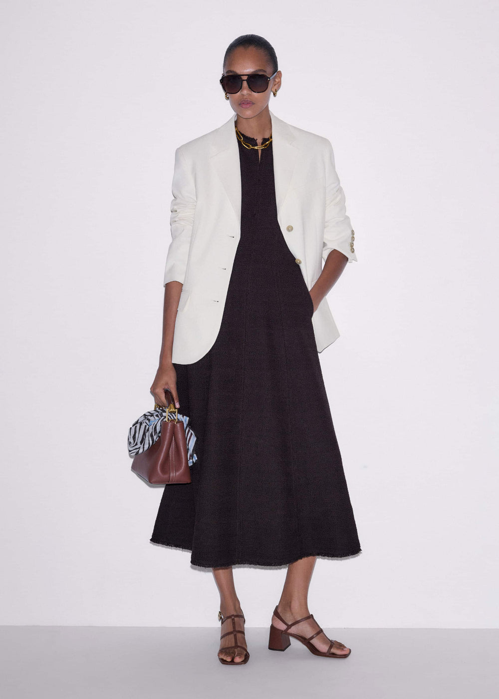 Brown Desk-To-Dinner Fit And Flare Maxi Dress meandem